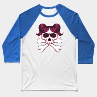 skull girl crossbones illustration Baseball T-Shirt